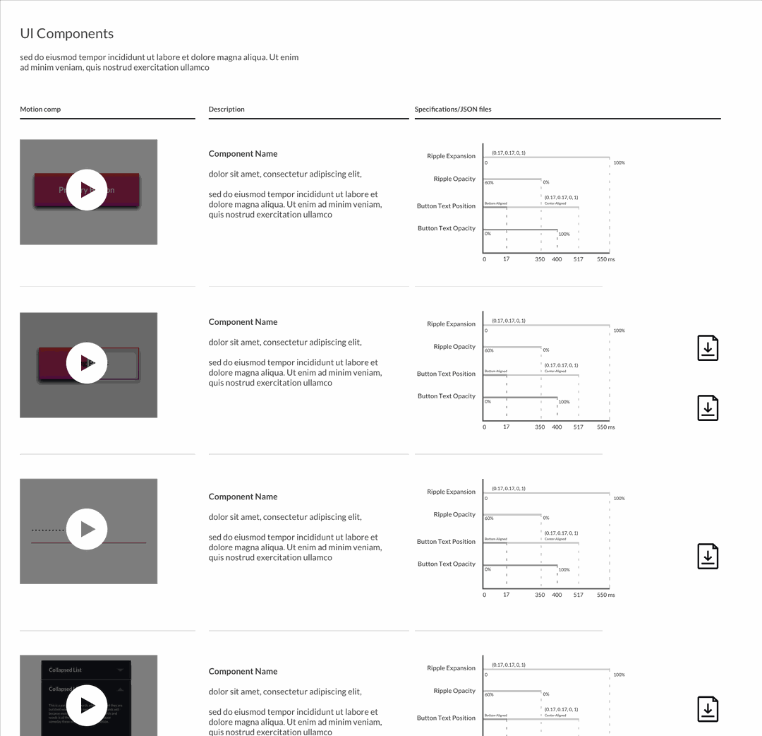 UX motion library document